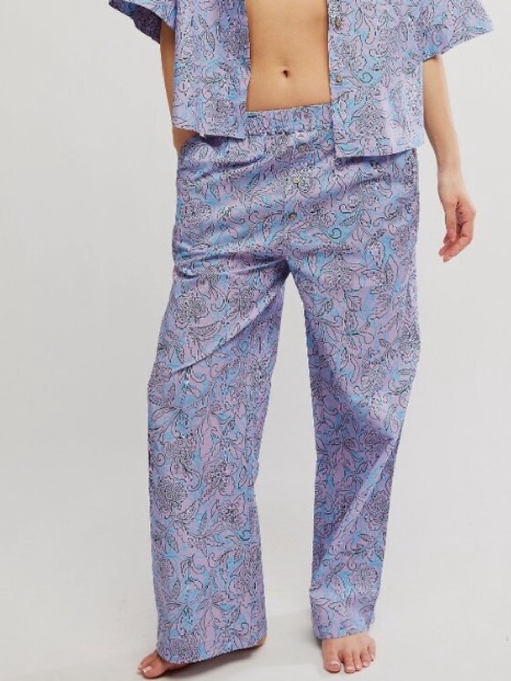 Free People Summer Sleeper Printed Pajama Bottoms Cotton PJ Pants Lavender S